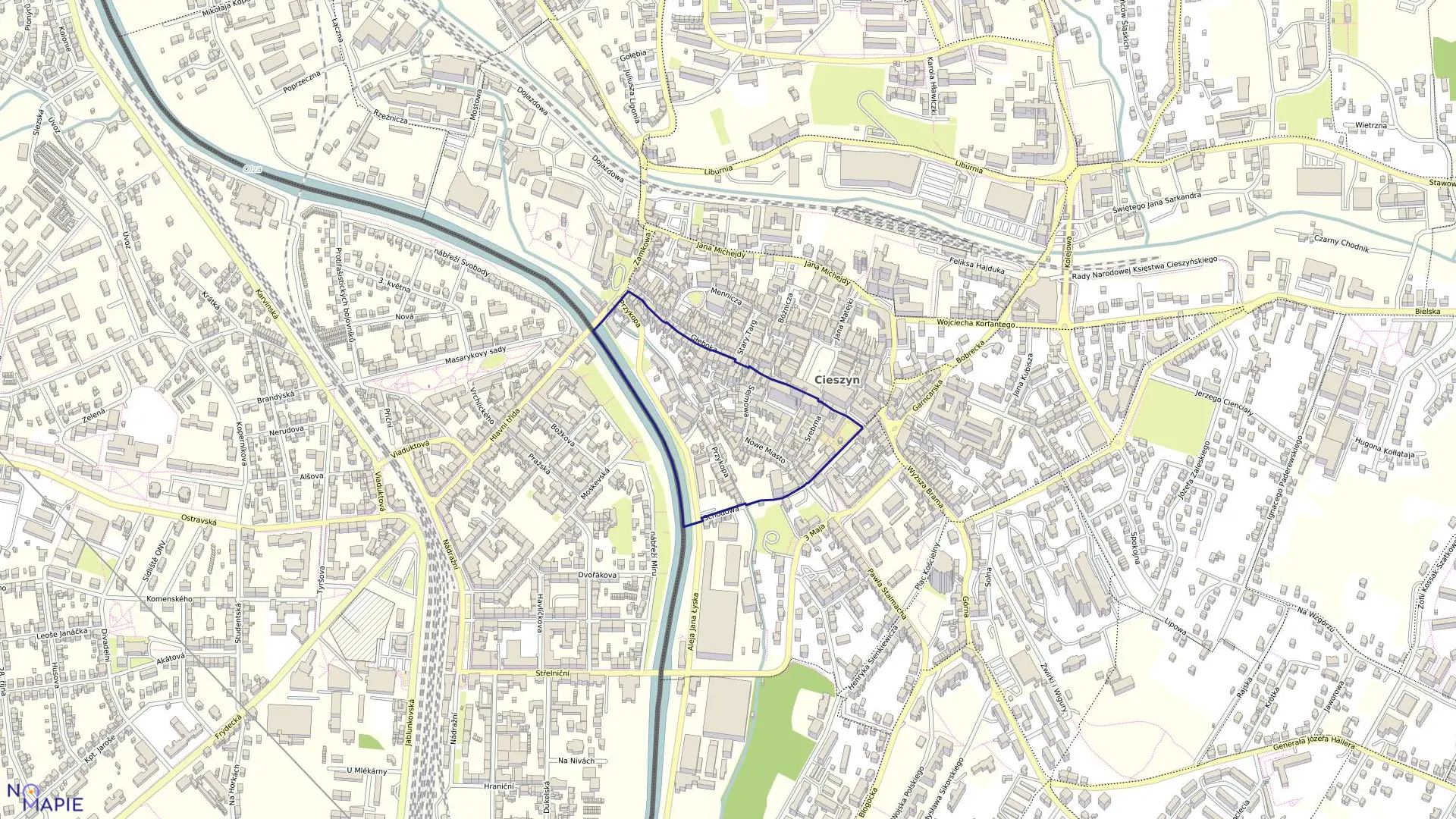 Mapa obrębu 43 w mieście Cieszyn