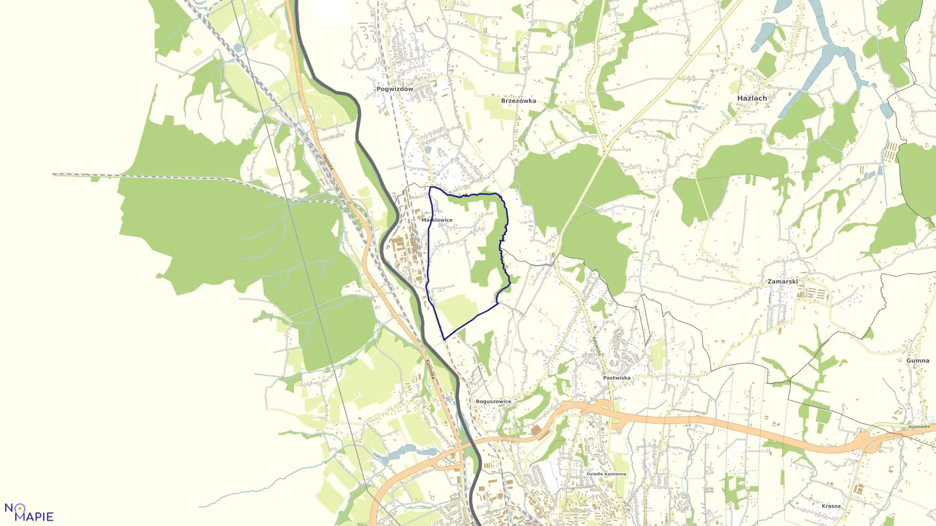 Mapa obrębu 79 w mieście Cieszyn